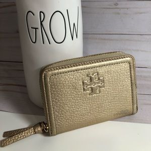 Tory Burch Gold metallic small Wallet.